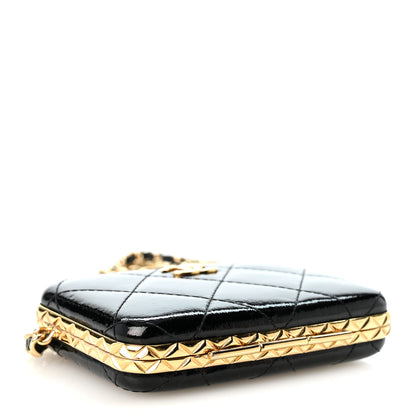 Chanel Glazed Goatskin Quilted Small Box With Chain Black 4 of 11