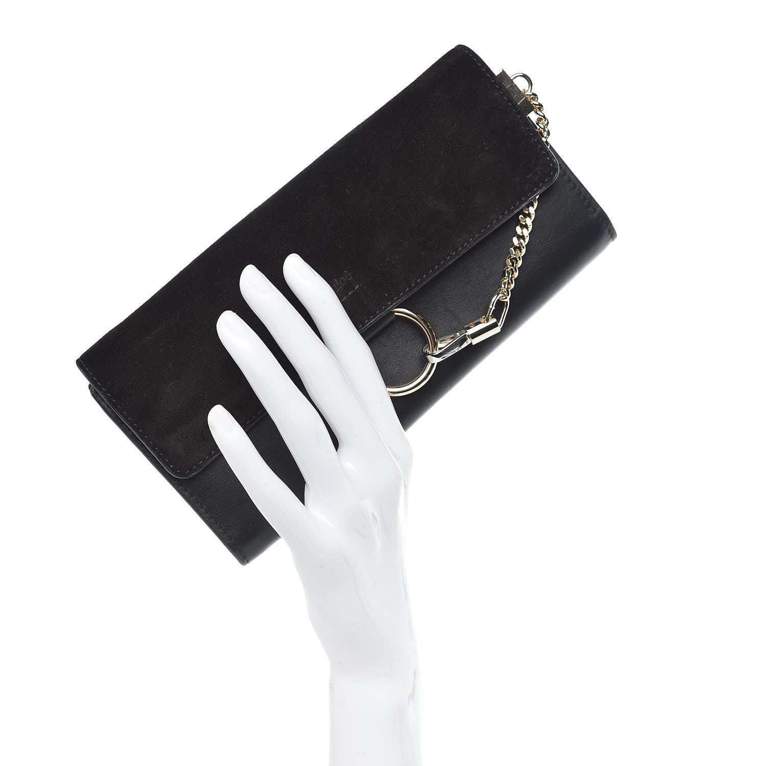 Chloe Suede Calfskin Faye Wallet Black 2 of 10