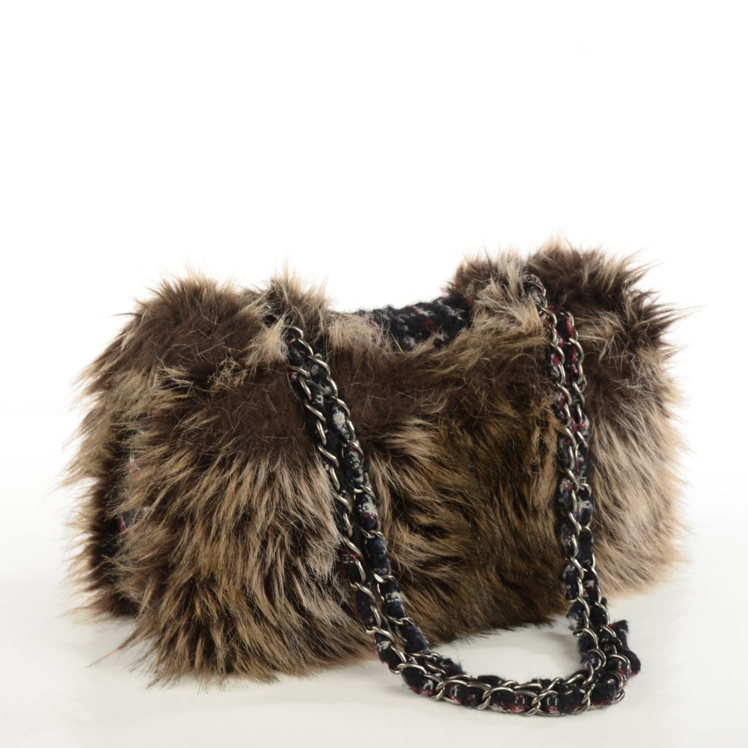 Chanel Tweed Arctic Fantasy Fur Flap Blue Red 3 of 9