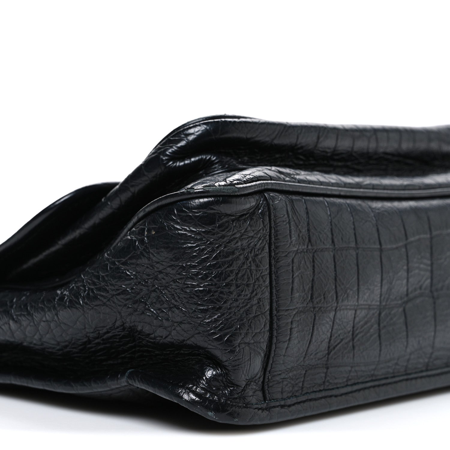 Saint Laurent Crocodile Embossed Lambskin Monogram Medium Niki Chain Satchel Black 9 of 11