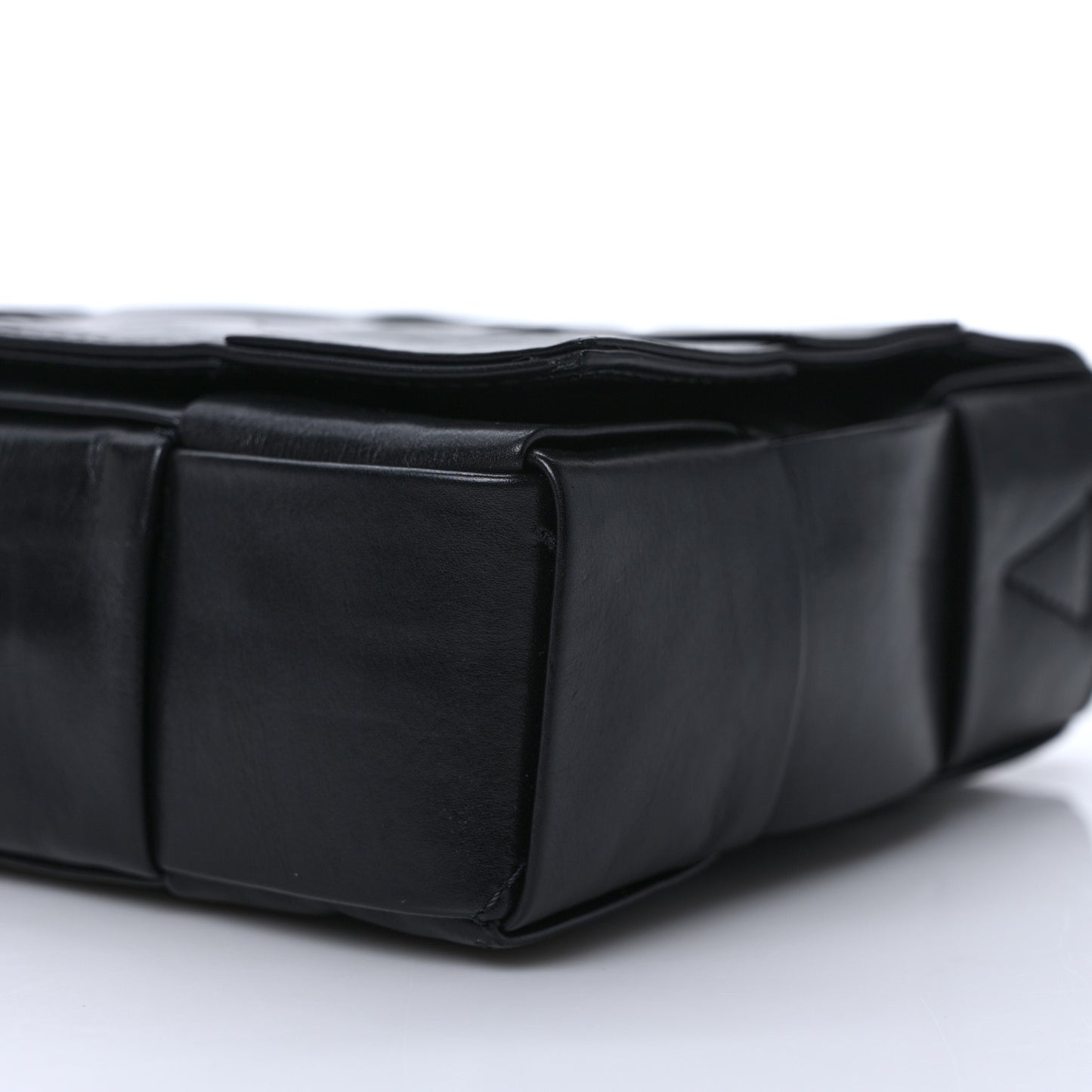 Paper Calfskin Maxi Intreccio Cassette Crossbody Bag Black