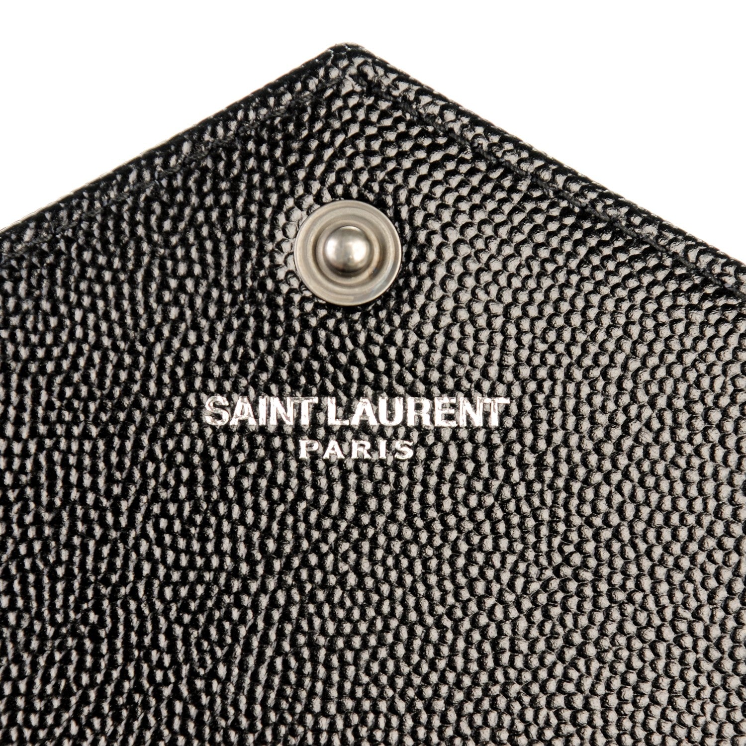 Saint Laurent Grain De Poudre Matelasse Chevron Monogram Chain Wallet Black 7 of 8