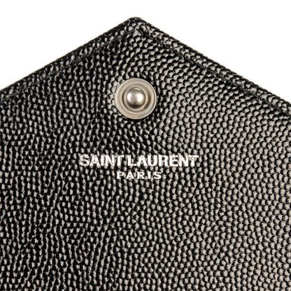 Saint Laurent Grain De Poudre Matelasse Chevron Monogram Chain Wallet Black 7 of 8