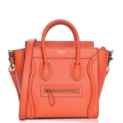 Celine Drummed Calfskin Nano Luggage Vermillion 1 of 6