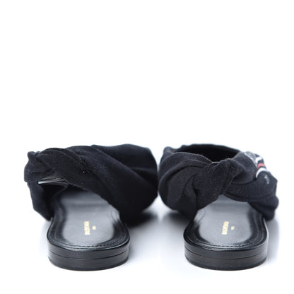 Balenciaga Jersey Crepe Political Campaign Logo Knife Pointed Slingback Flats 38 Black White Rouge 5 of 10