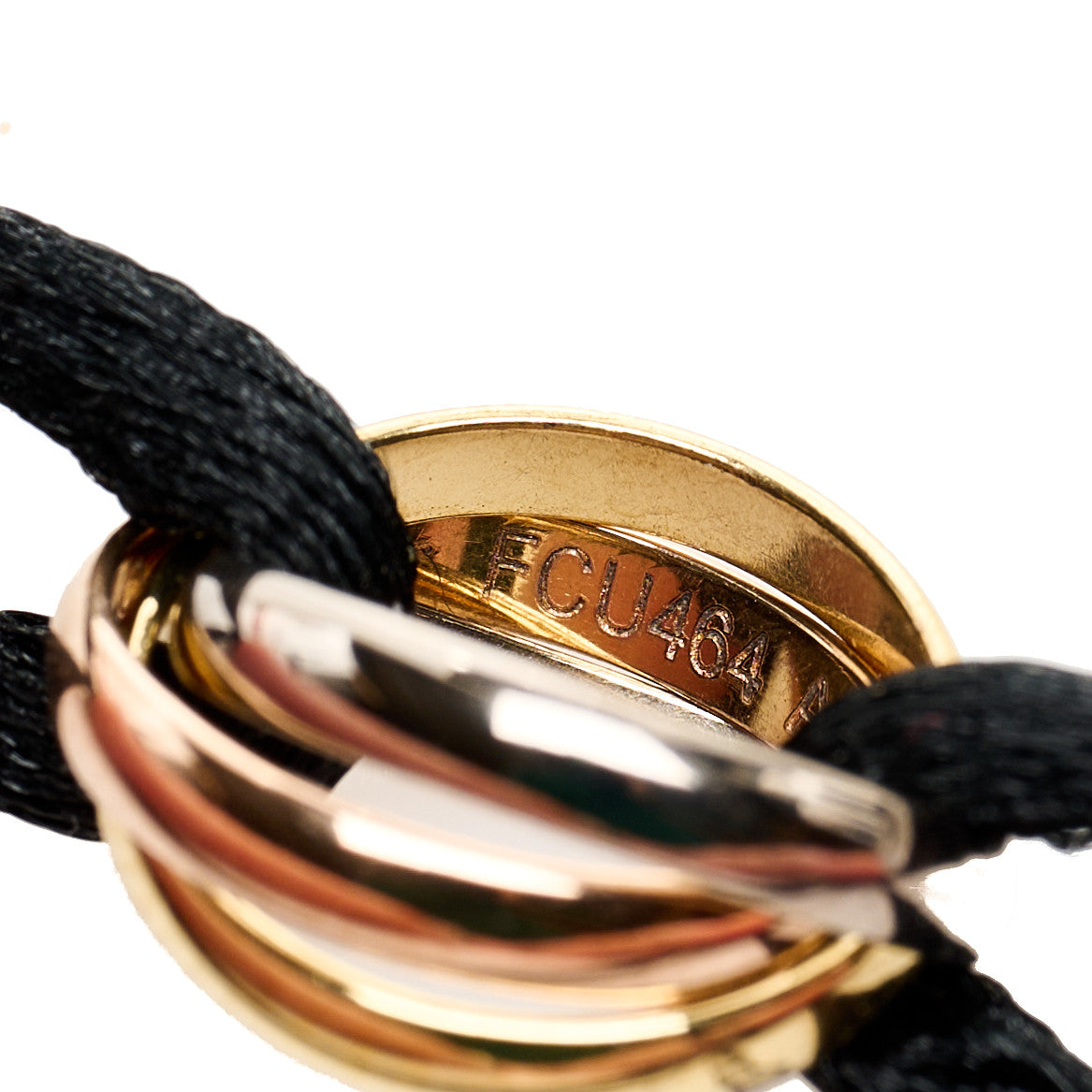 Cartier 18k Pink Yellow White Gold Trinity Adjustable Cord Bracelet Black 7 of 8