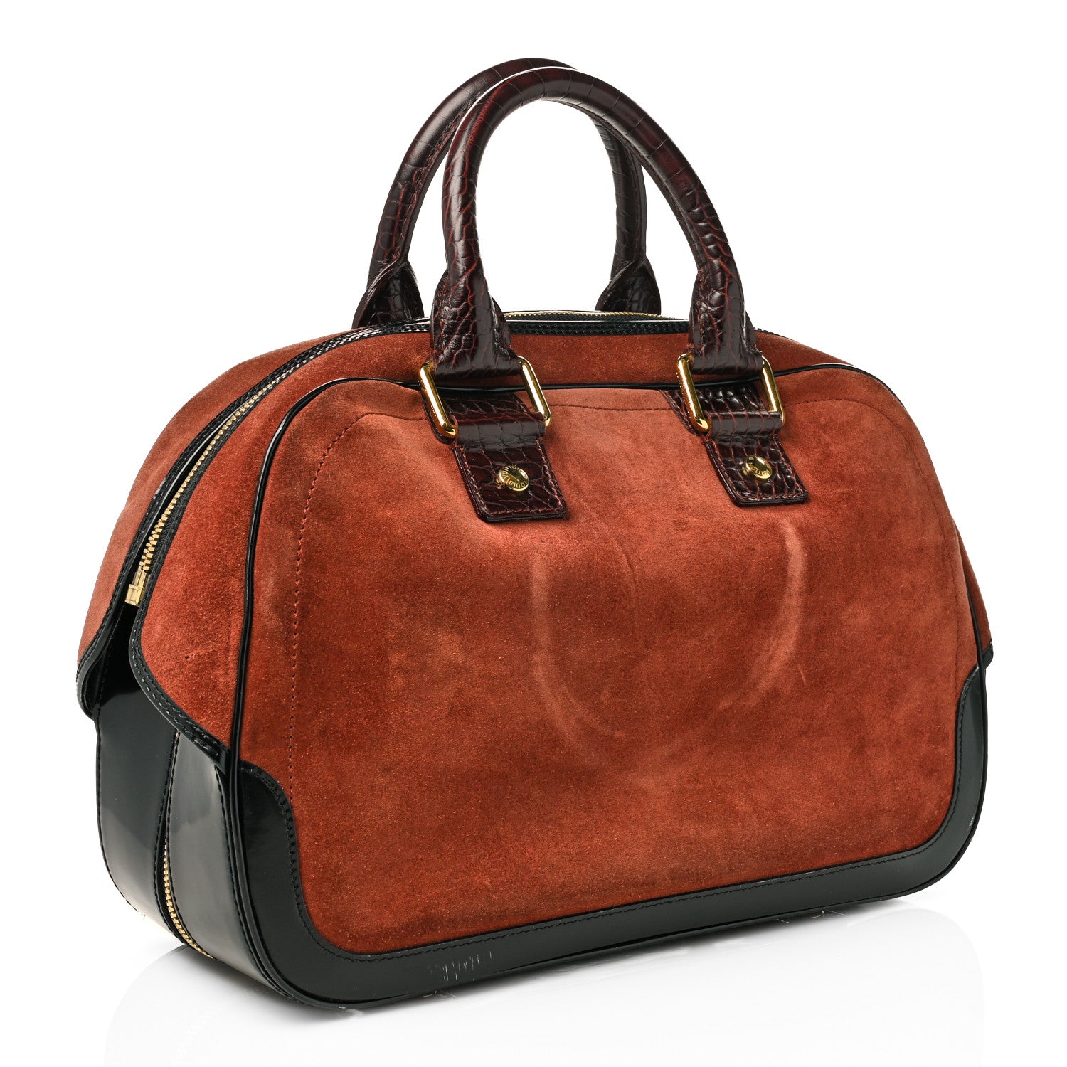 Louis Vuitton Suede Stamped Havane Bowler GM Brun 3 of 14