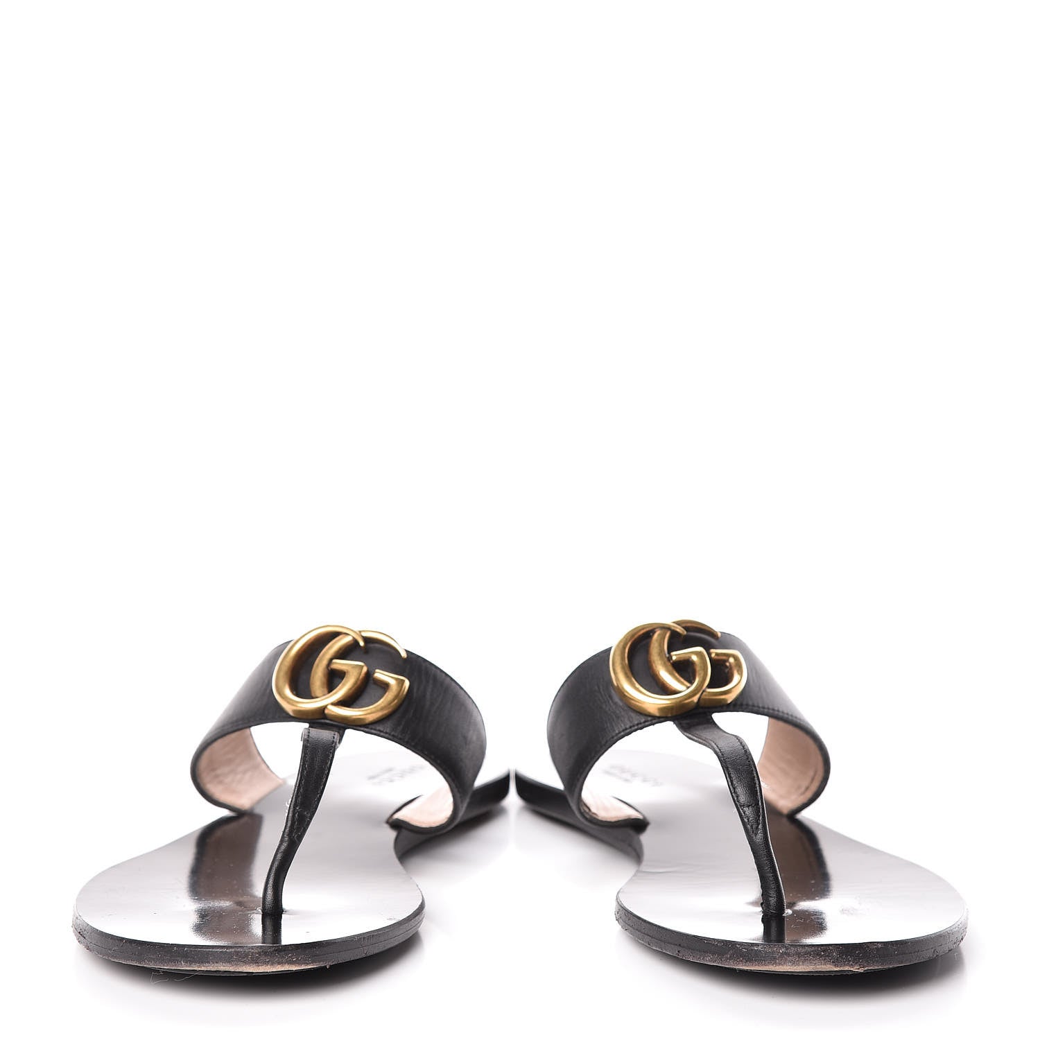 Gucci Calfskin GG Marmont Thong Sandals 36.5 Black 5 of 17