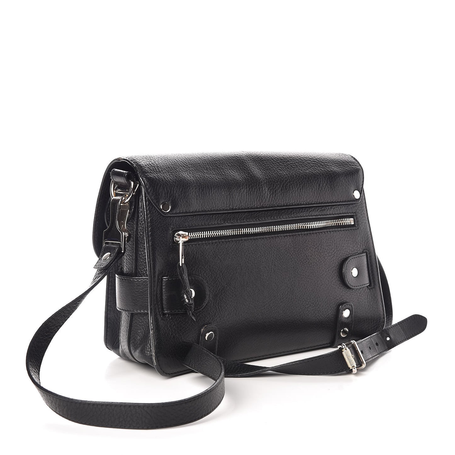 Pebbled Calfskin PS11 Classic Shoulder Bag Black