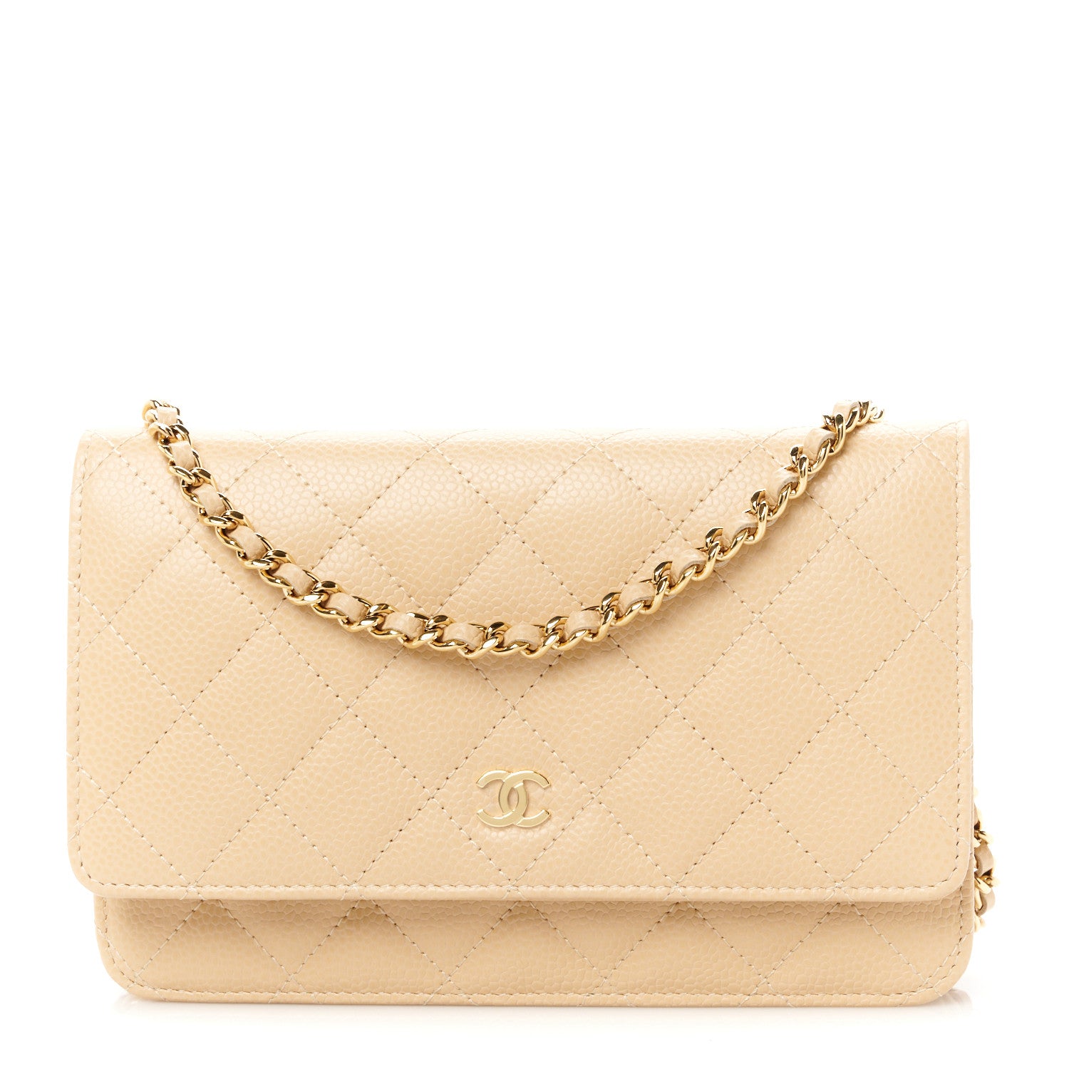 Chanel Caviar Quilted Wallet on Chain WOC Beige 1 of 12