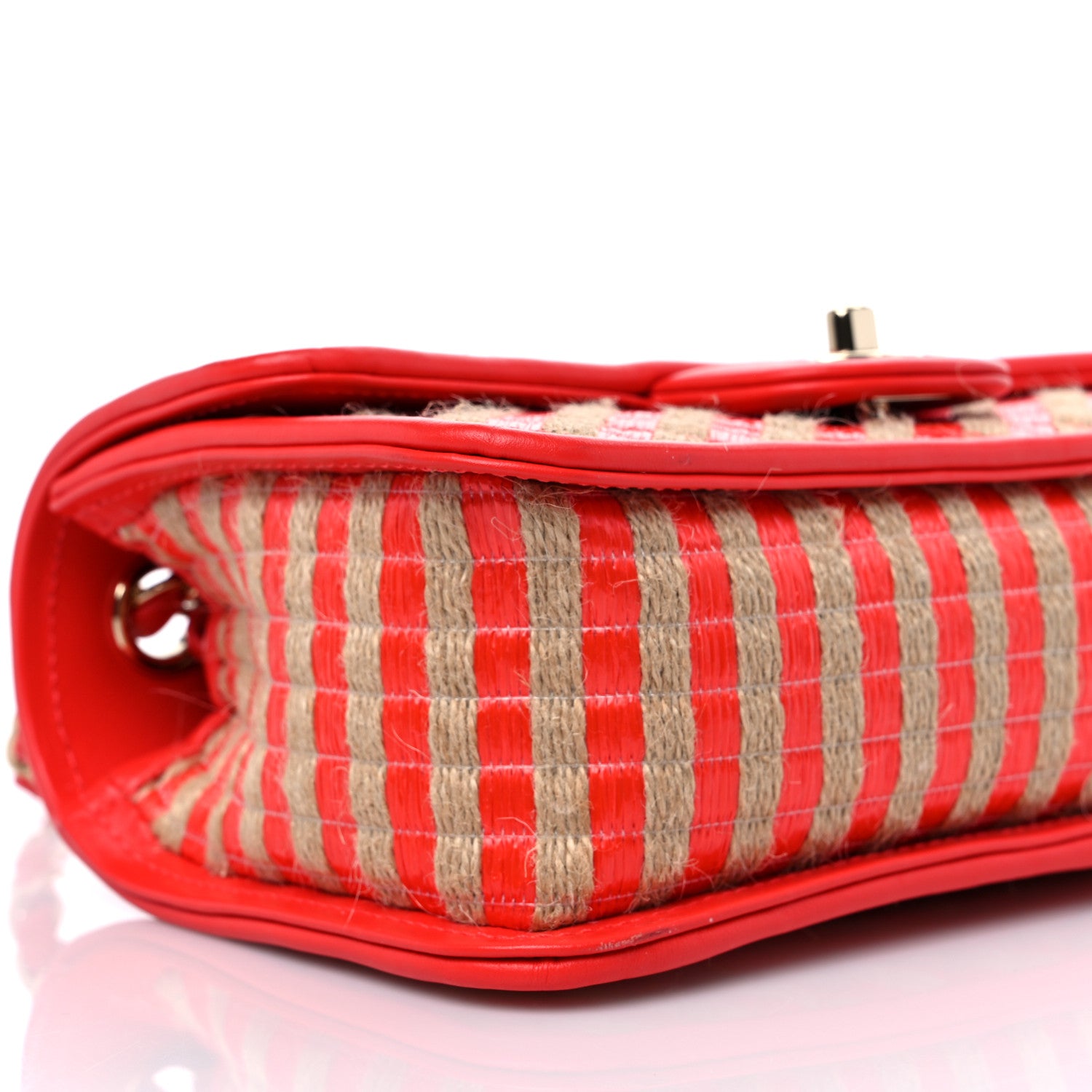 Chanel Raffia Jute Striped Small Urban Jungle Single Flap Red 8 of 10