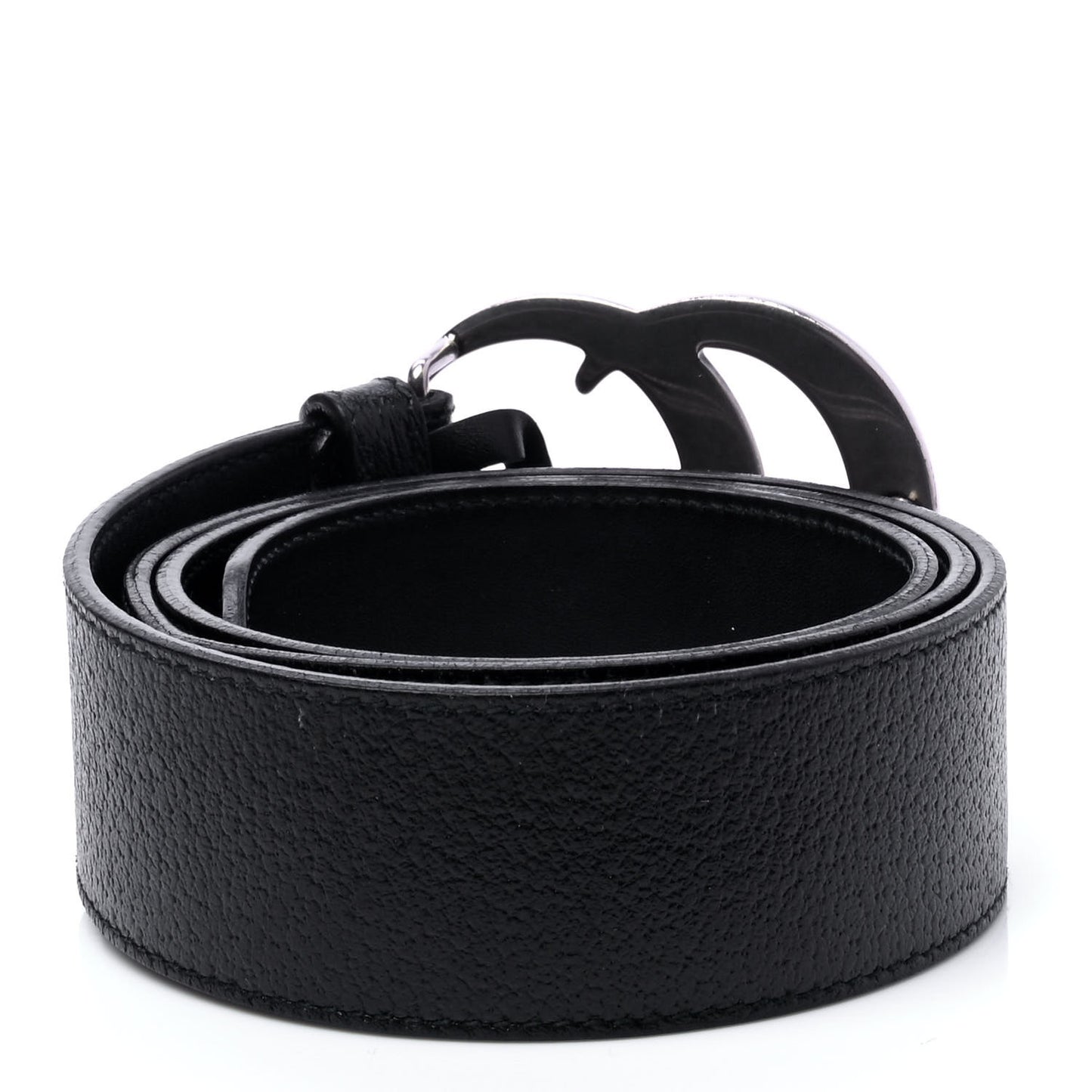 Textured Dollar Calfskin Nickel Double G 40mm Belt 85 34 Black