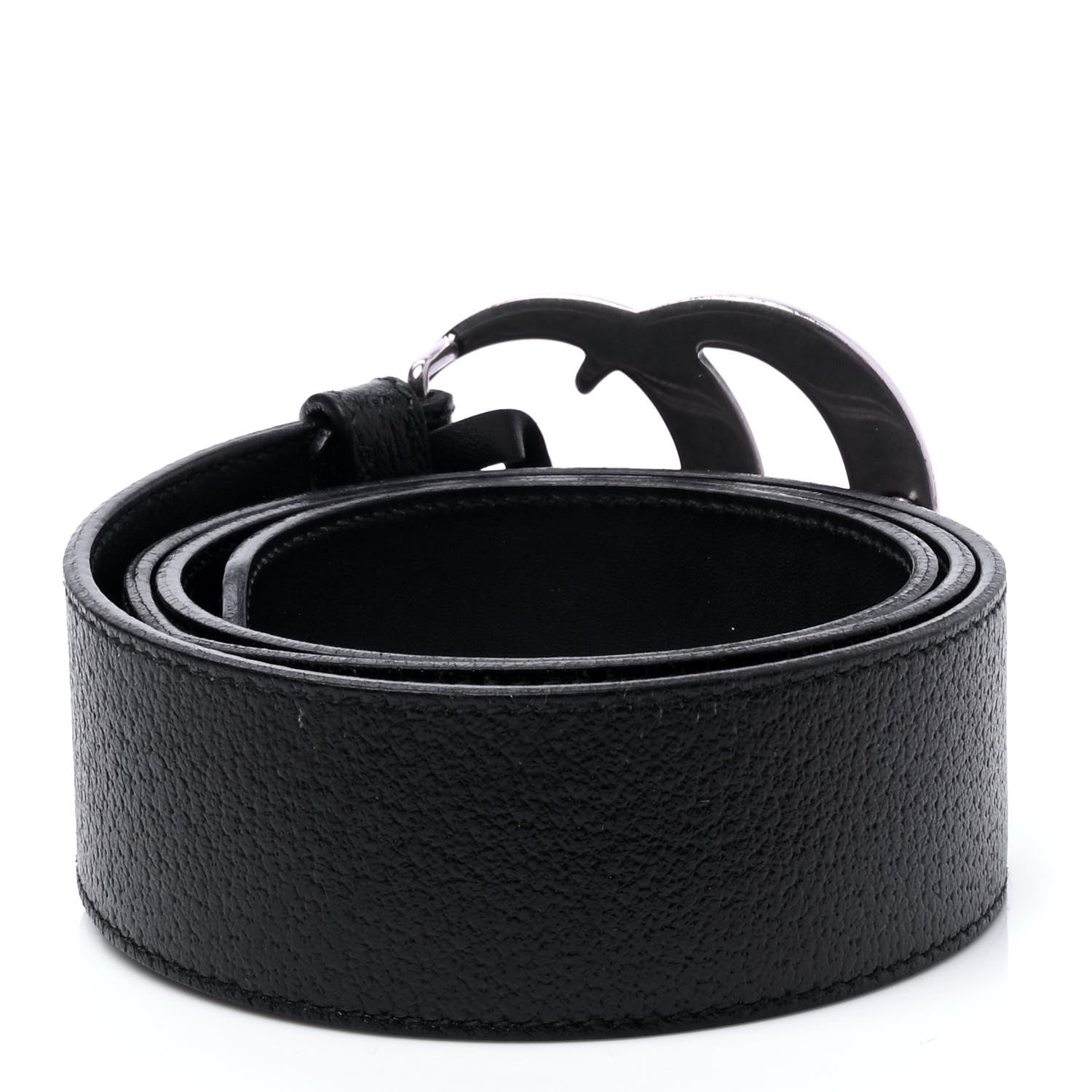 Gucci Textured Dollar Calfskin Nickel Double G 40mm Belt 85 34 Black 2 of 6