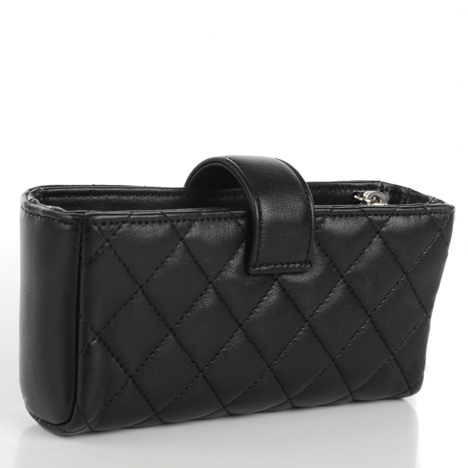 Chanel Lambskin Quilted Crystal Valentine Charms Mini Phone Holder Crossbody Bag Black 4 of 13