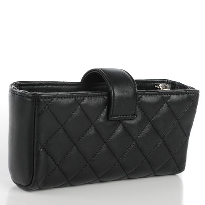 Chanel Lambskin Quilted Crystal Valentine Charms Mini Phone Holder Crossbody Bag Black 4 of 13