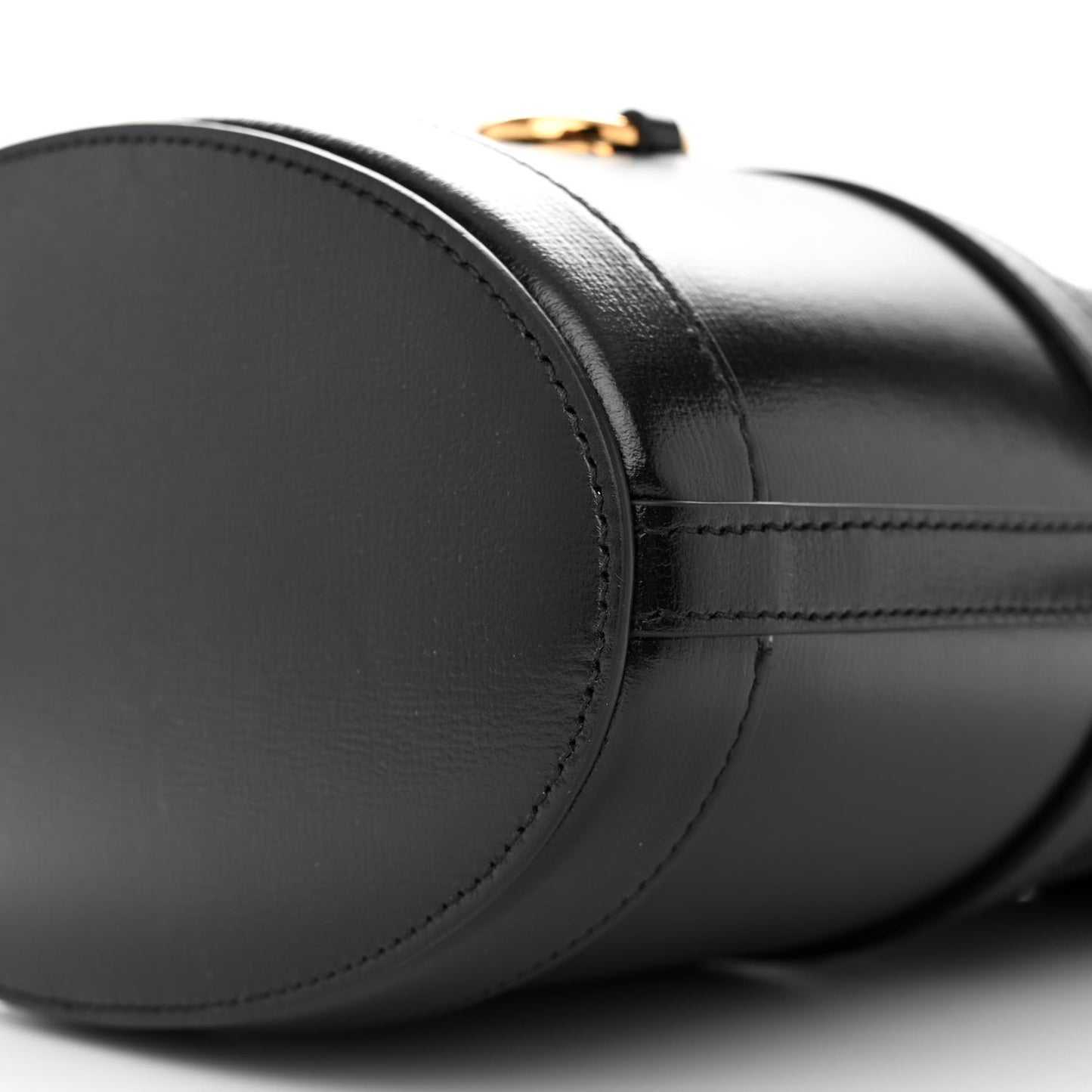 Azalea Sakai Calfskin Horsebit 1955 Drawstring Bucket Bag Black