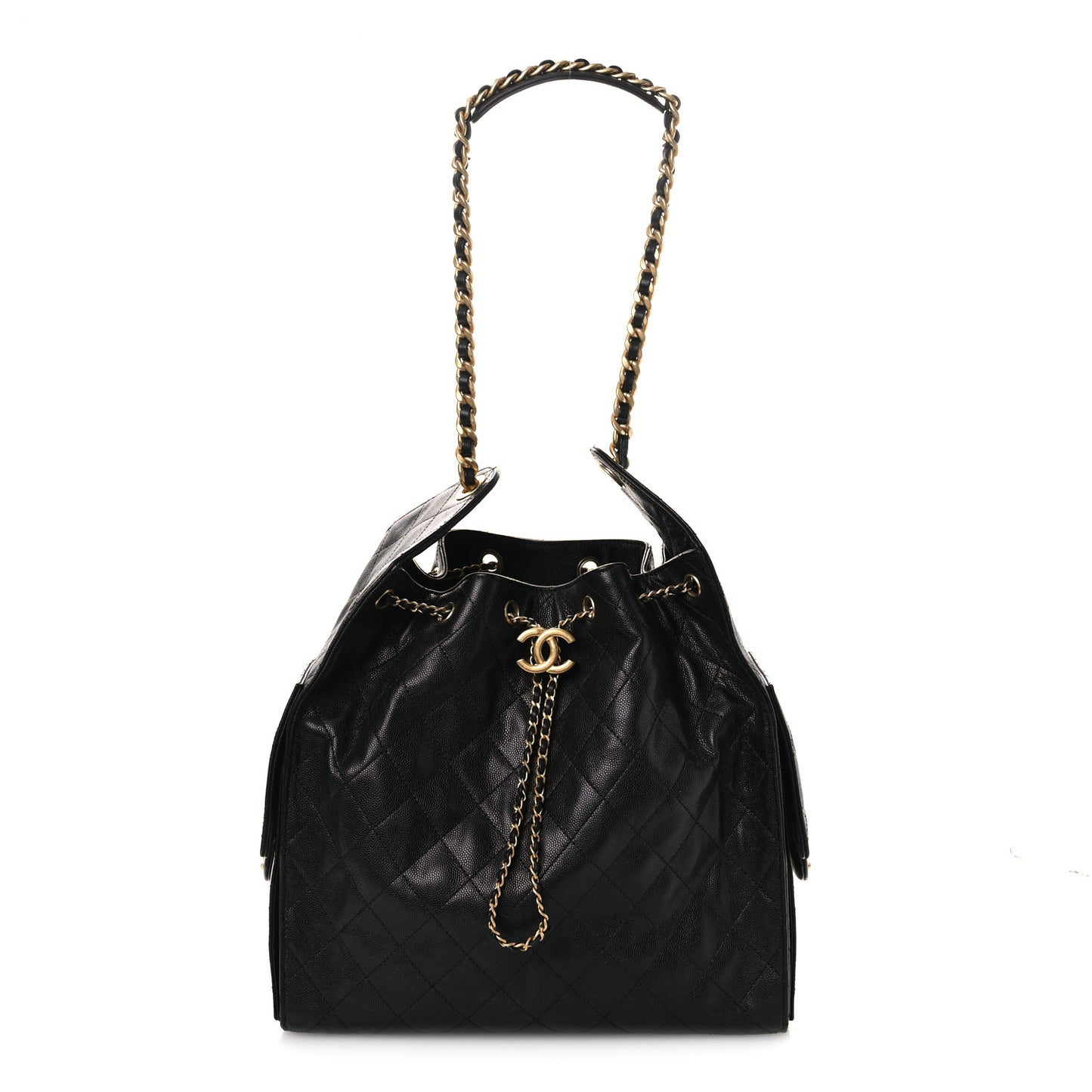 Caviar Quilted Medium Chanel 25 Handbag Black