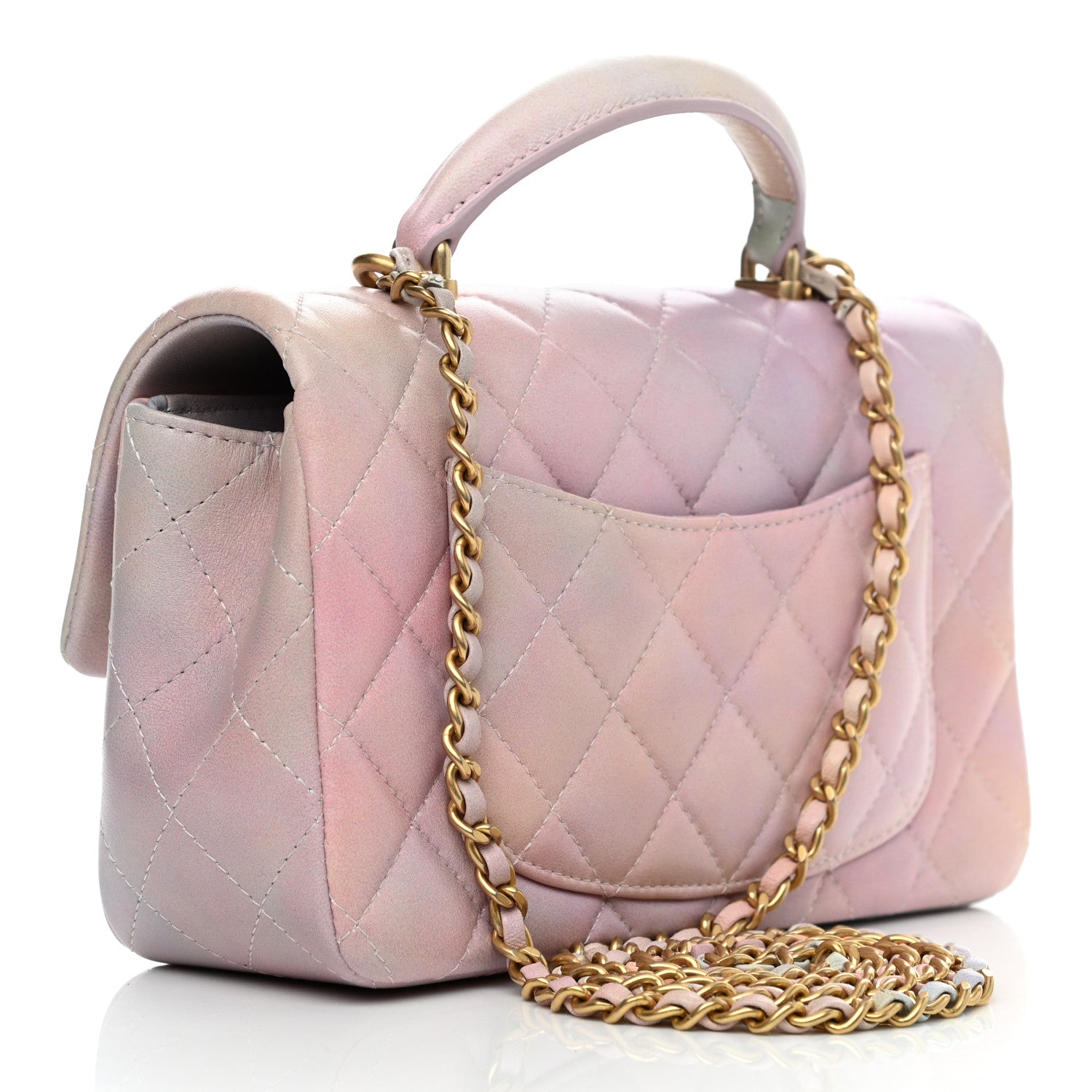 Chanel Lambskin Quilted Ombre Mini Top Handle Rectangular Flap Pink Multicolor 3 of 11