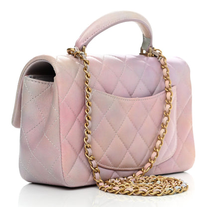 Chanel Lambskin Quilted Ombre Mini Top Handle Rectangular Flap Pink Multicolor 3 of 11