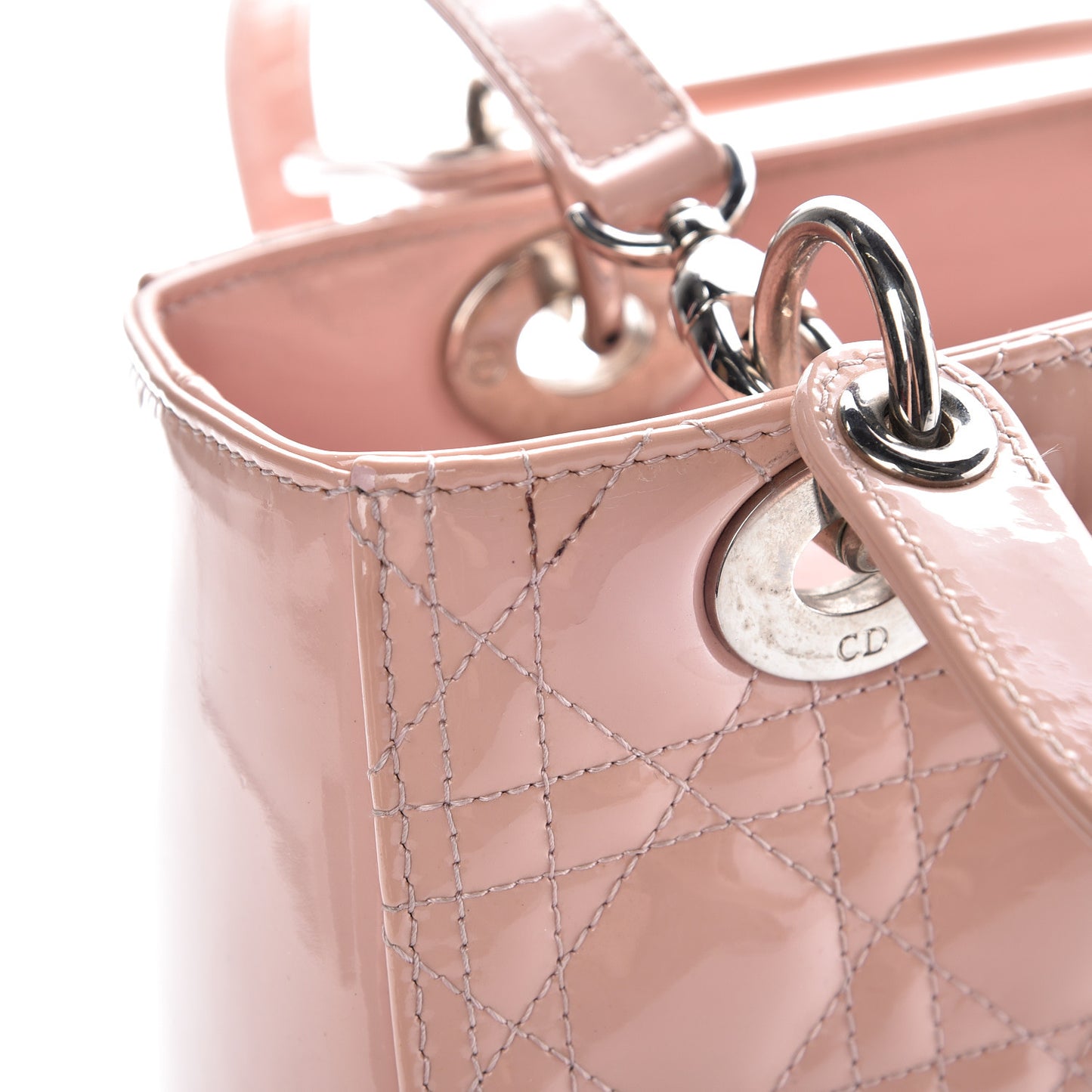 Patent Cannage Medium Lady Dior Rose Clair