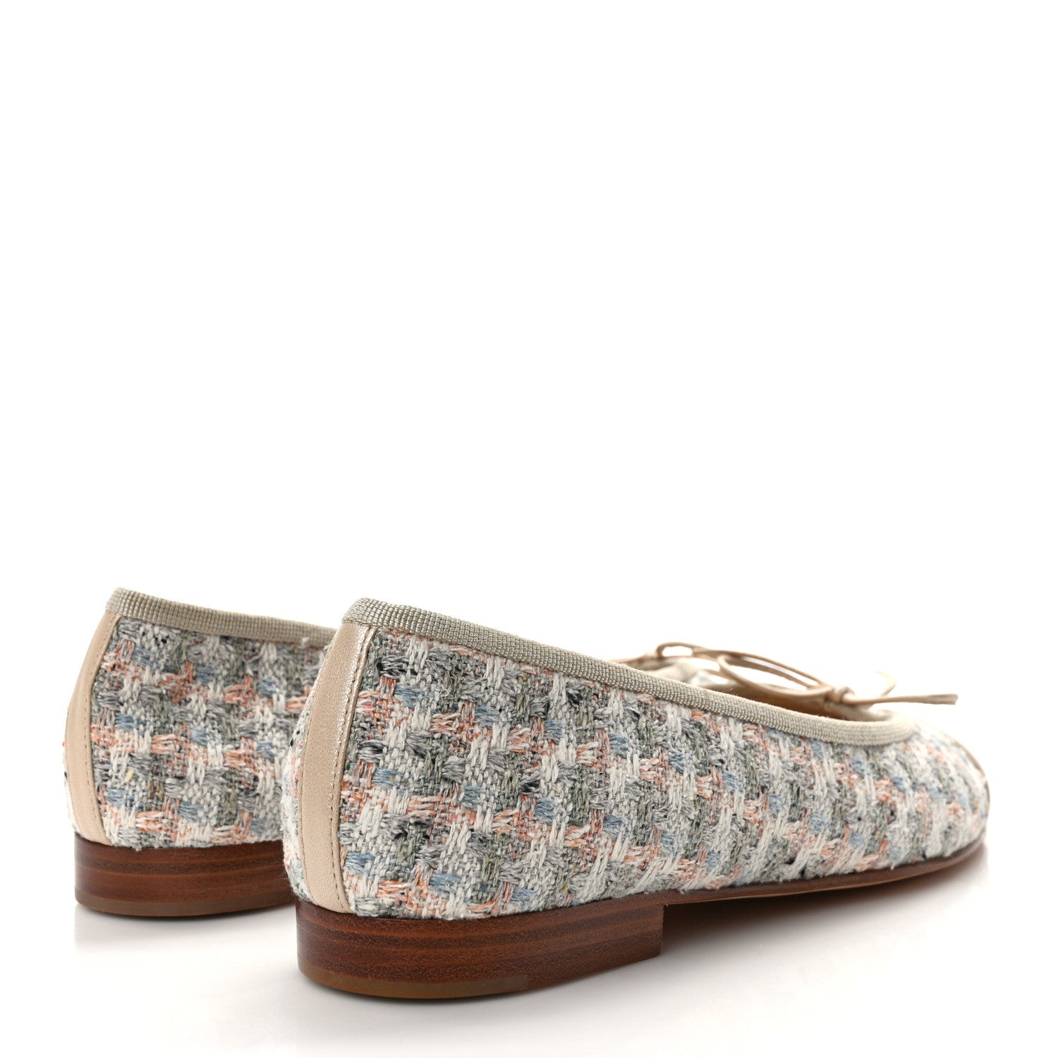 Chanel Tweed Lambskin Cap Toe Ballerina Flats 35.5 Beige Multicolor 4 of 8