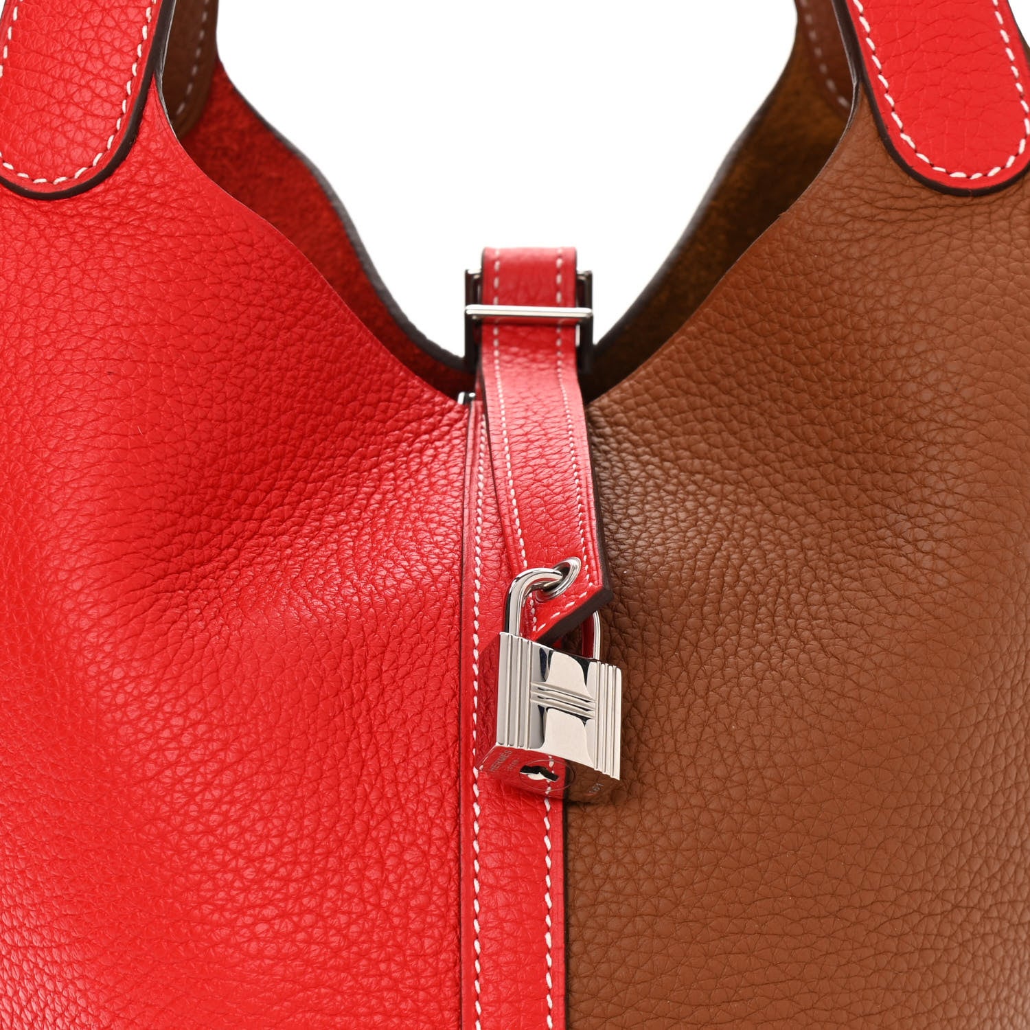 Hermes Taurillon Clemence Casaque Picotin Lock 22 MM Gold Rouge De Coeur 8 of 10