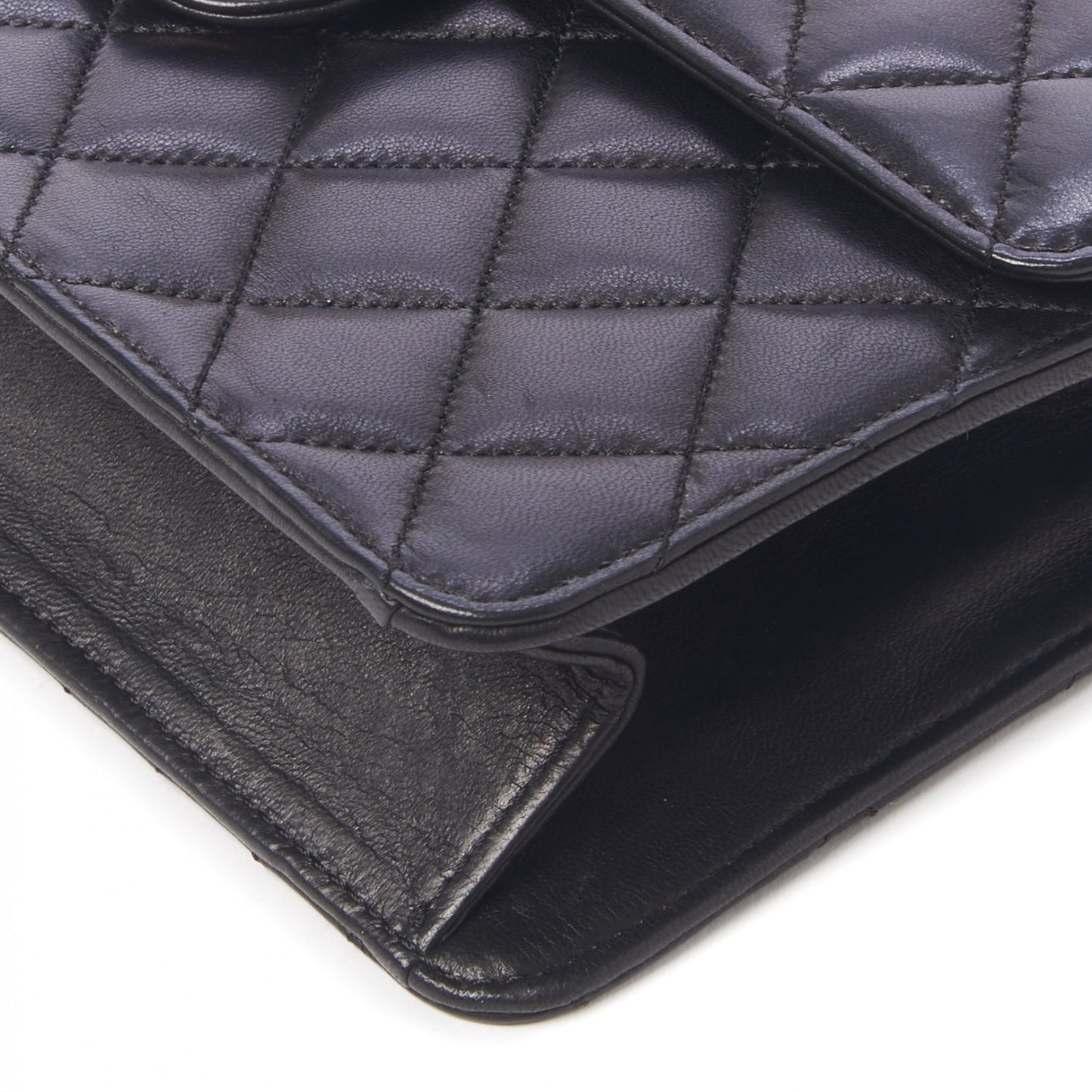 Lambskin Quilted Small Single Flap Black