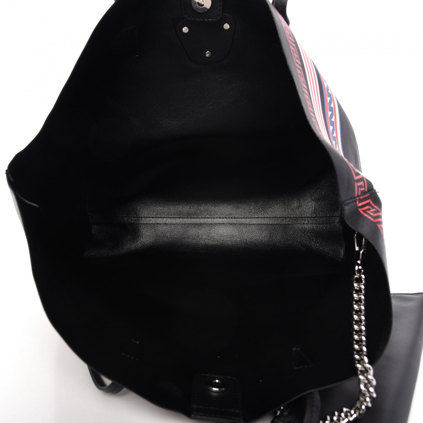 Calfskin Stripe Greek City Key Tote Black