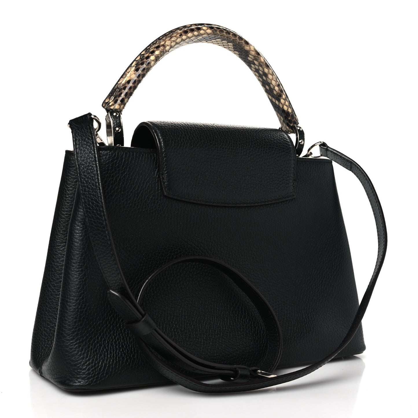 Taurillon Snakeskin Capucines PM Black