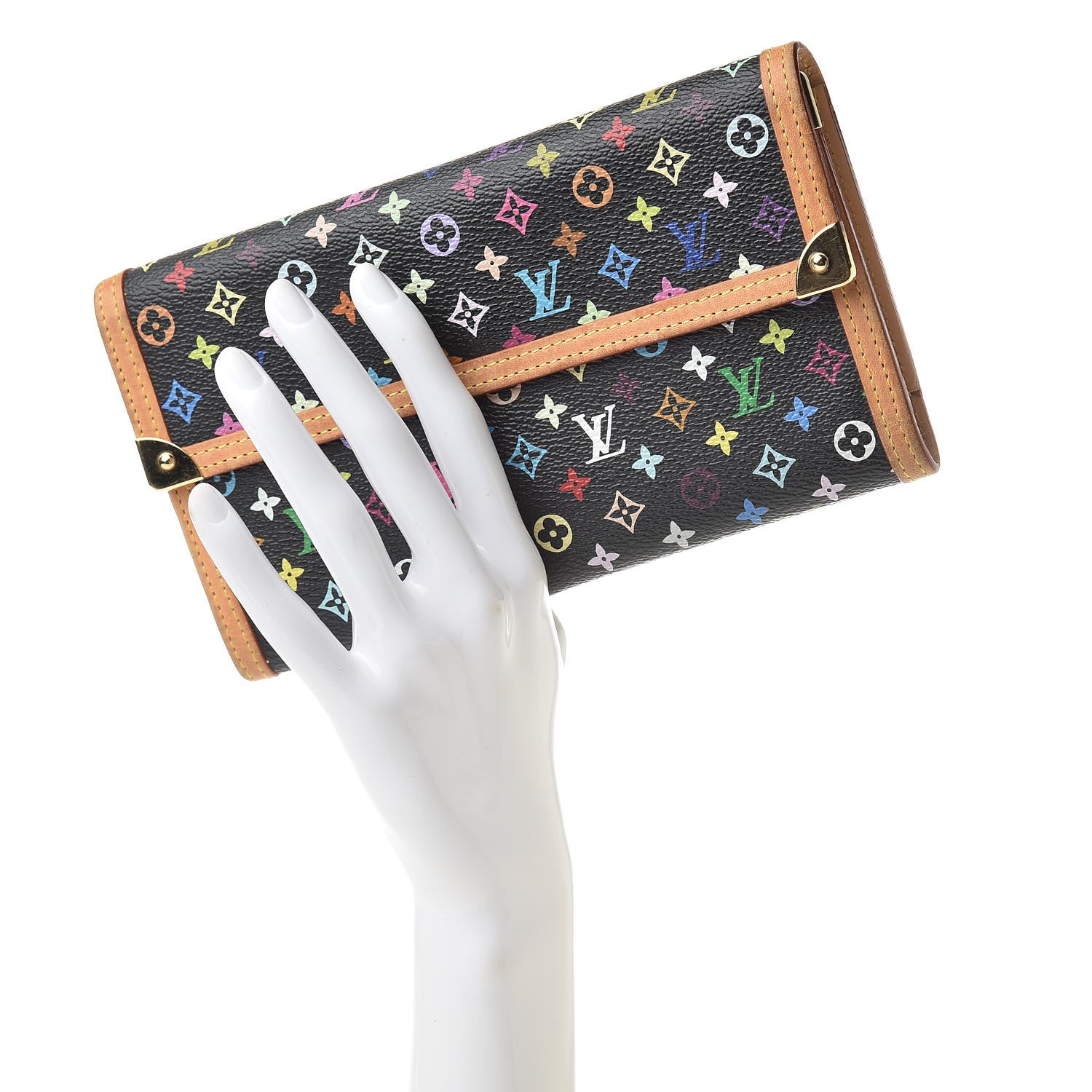 Louis Vuitton Monogram Multicolor Porte Tresor International Wallet Black 2 of 10