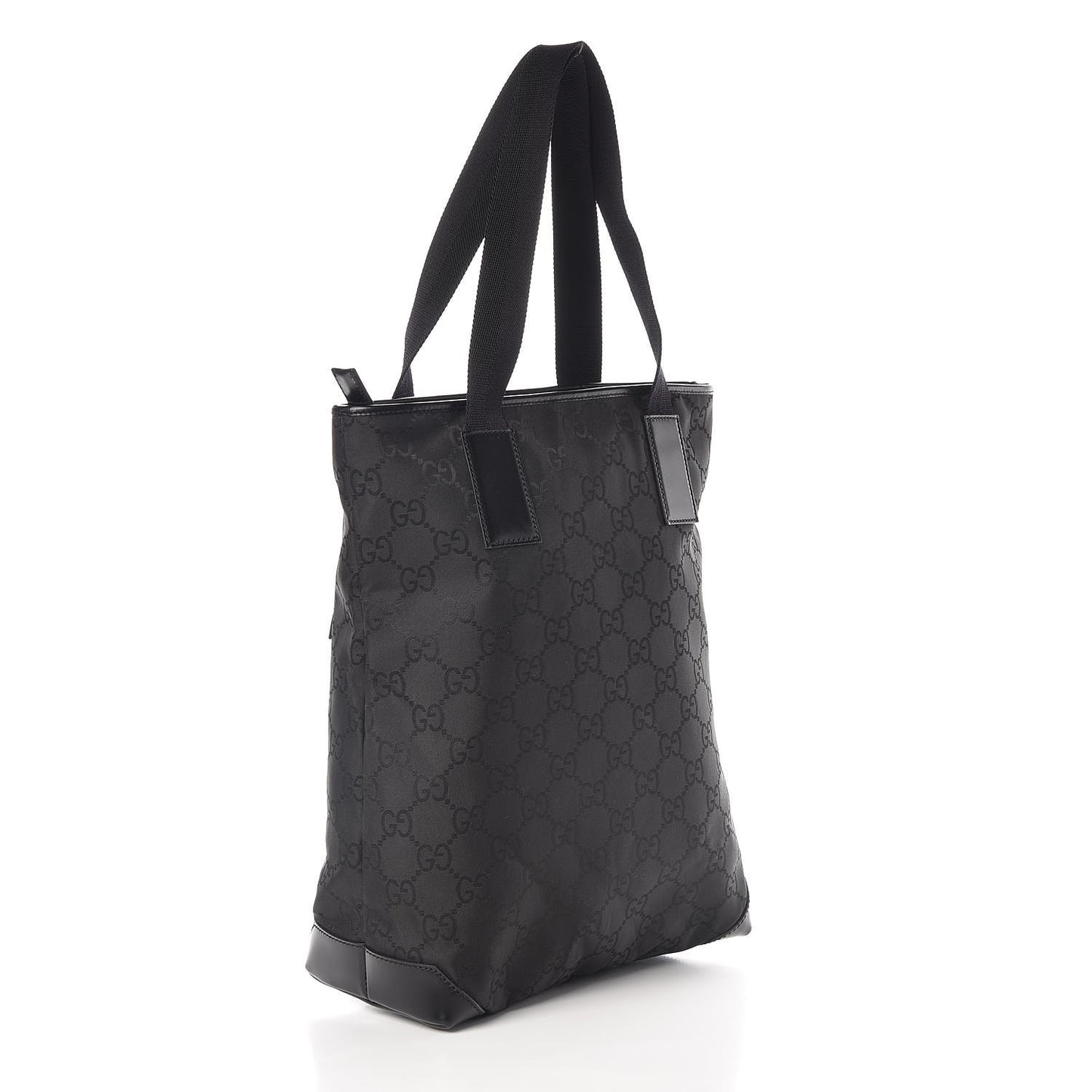 Nylon Calfskin Monogram Tall Tote Black