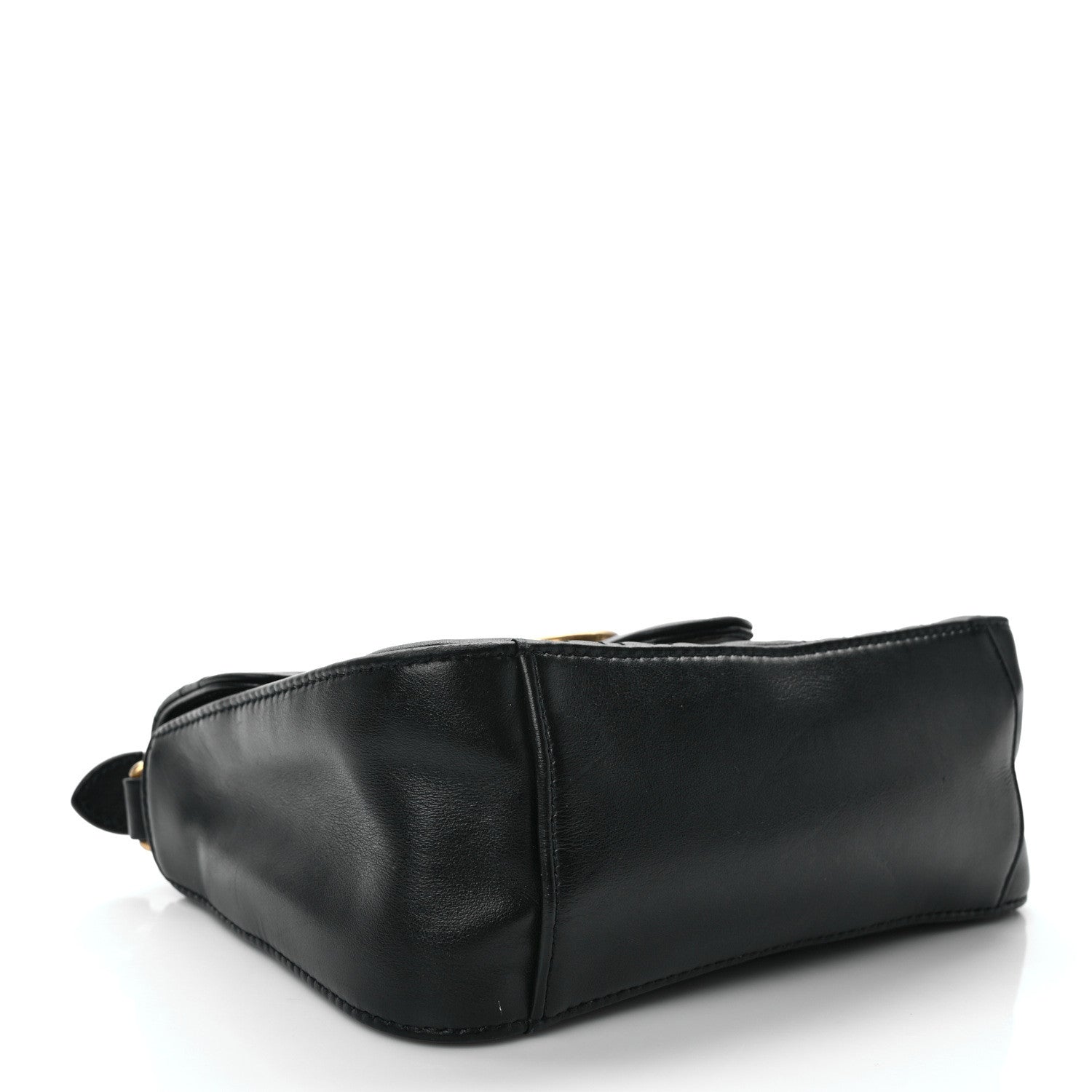 Gucci Calfskin Matelasse Mini GG Marmont Top Handle Shoulder Bag Black 4 of 11