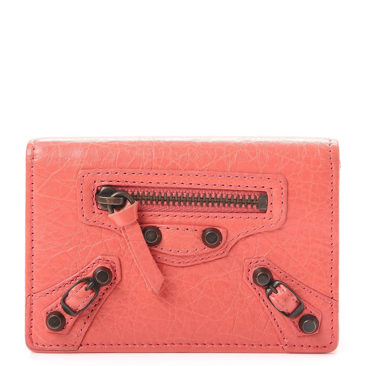Agneau Classic Hardware Card Case Rose Azalee