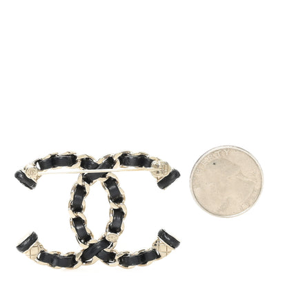 Chanel Lambskin CC Chain Brooch Black Gold 2 of 4