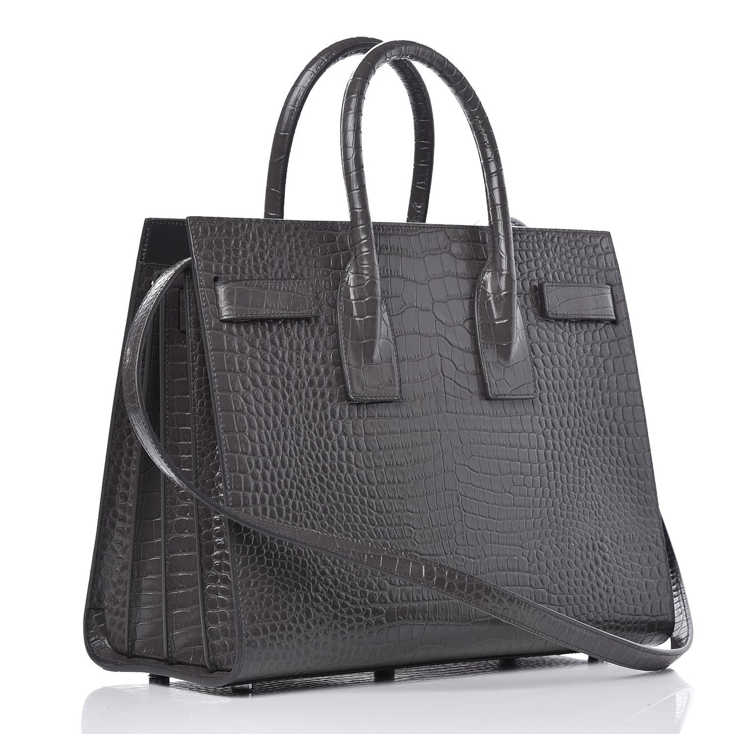 Calfskin Crocodile Embossed Small Sac De Jour Fog