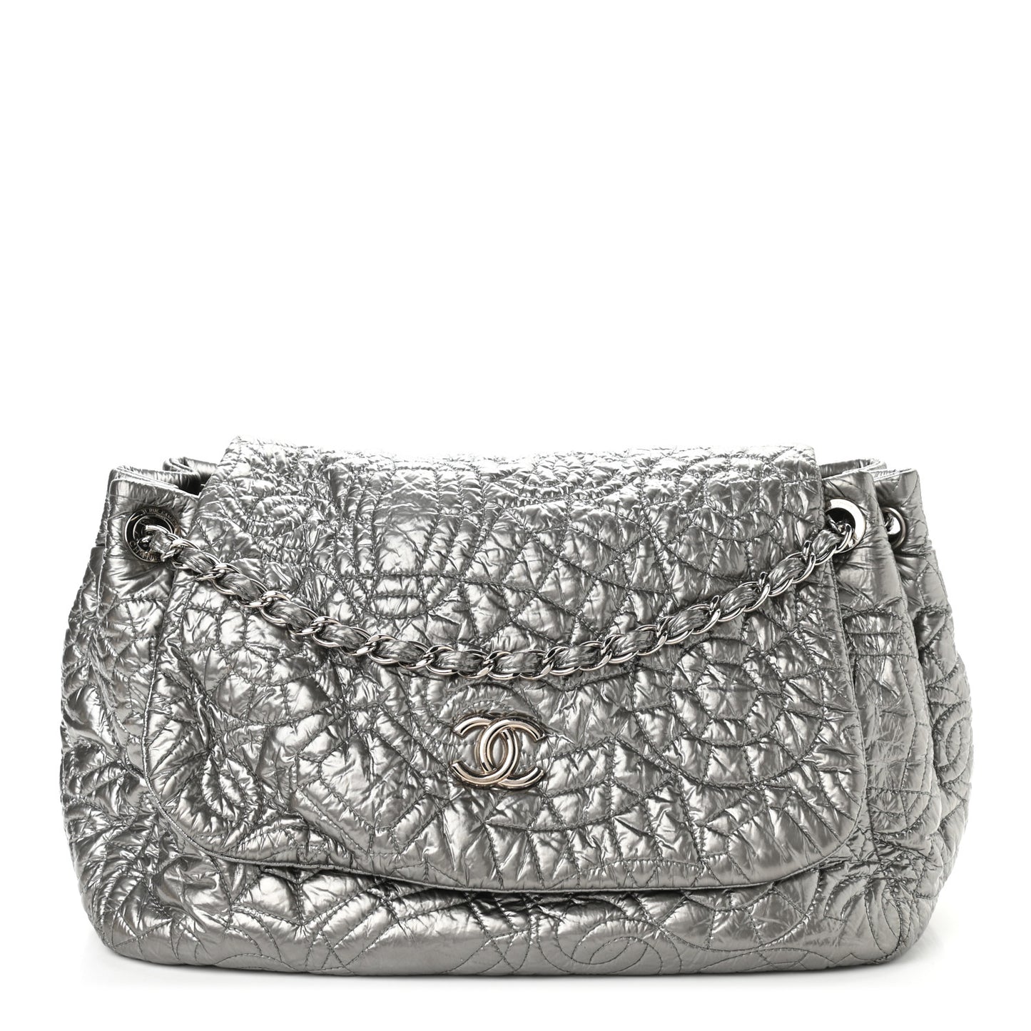 Vinyl Graphic Edge Accordion Flap Bag Silver