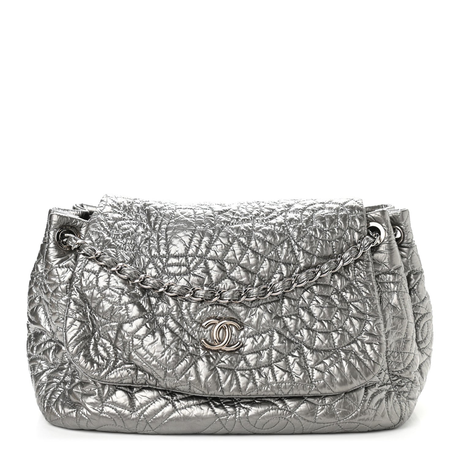 Chanel Vinyl Graphic Edge Accordion Flap Bag Silver 1 of 11