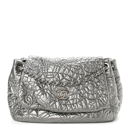 Chanel Vinyl Graphic Edge Accordion Flap Bag Silver 1 of 11