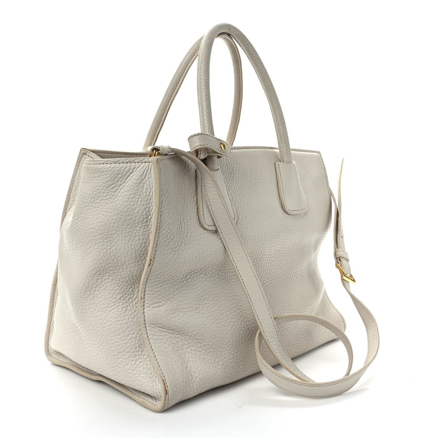 Prada Vitello Daino Front Pocket Tote Talco 3 of 10