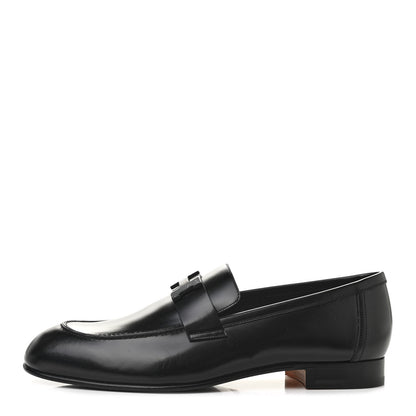 Hermes Goatskin Mens Paris Loafers 42.5 Black 1 of 11