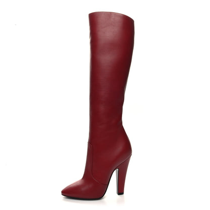 Saint Laurent Calfskin Knee High Skinny Boots 37 Opyum Red 1 of 7