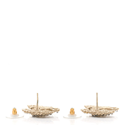 Chanel Textured Pearl CC Earrings Gold White Black 4 of 5