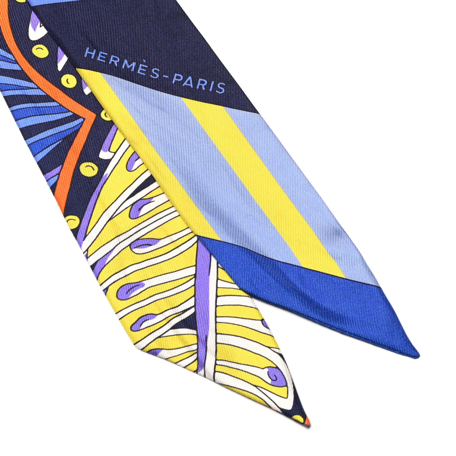 Hermes Silk Le Jardin de la Maharani Twilly Jaune Vif Bleu Violet 2 of 5