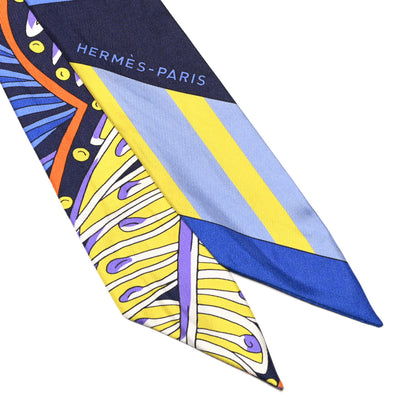 Hermes Silk Le Jardin de la Maharani Twilly Jaune Vif Bleu Violet 2 of 5