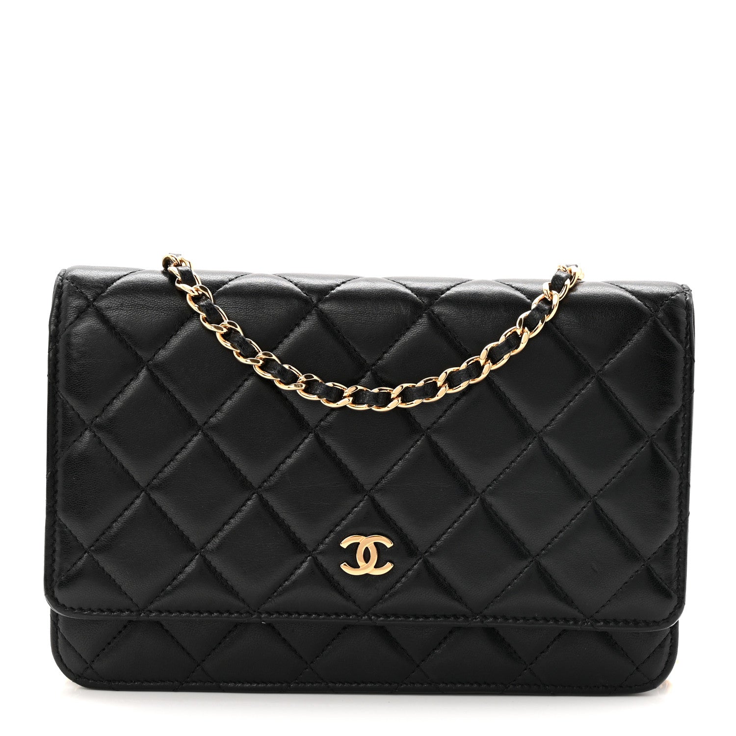 Chanel Lambskin Quilted Wallet On Chain WOC Black 1 of 12