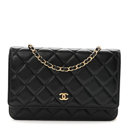 Chanel Lambskin Quilted Wallet On Chain WOC Black 1 of 12