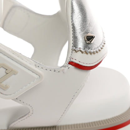 Christian Louboutin Calfskin Raffia Nylon Mens Summer Loubishark Sandals 42 White Multicolor 8 of 10