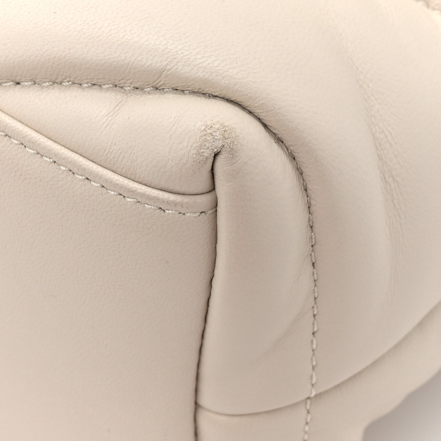 Lambskin Quilted Small Loulou Puffer Monogram Chain Satchel Crema Soft