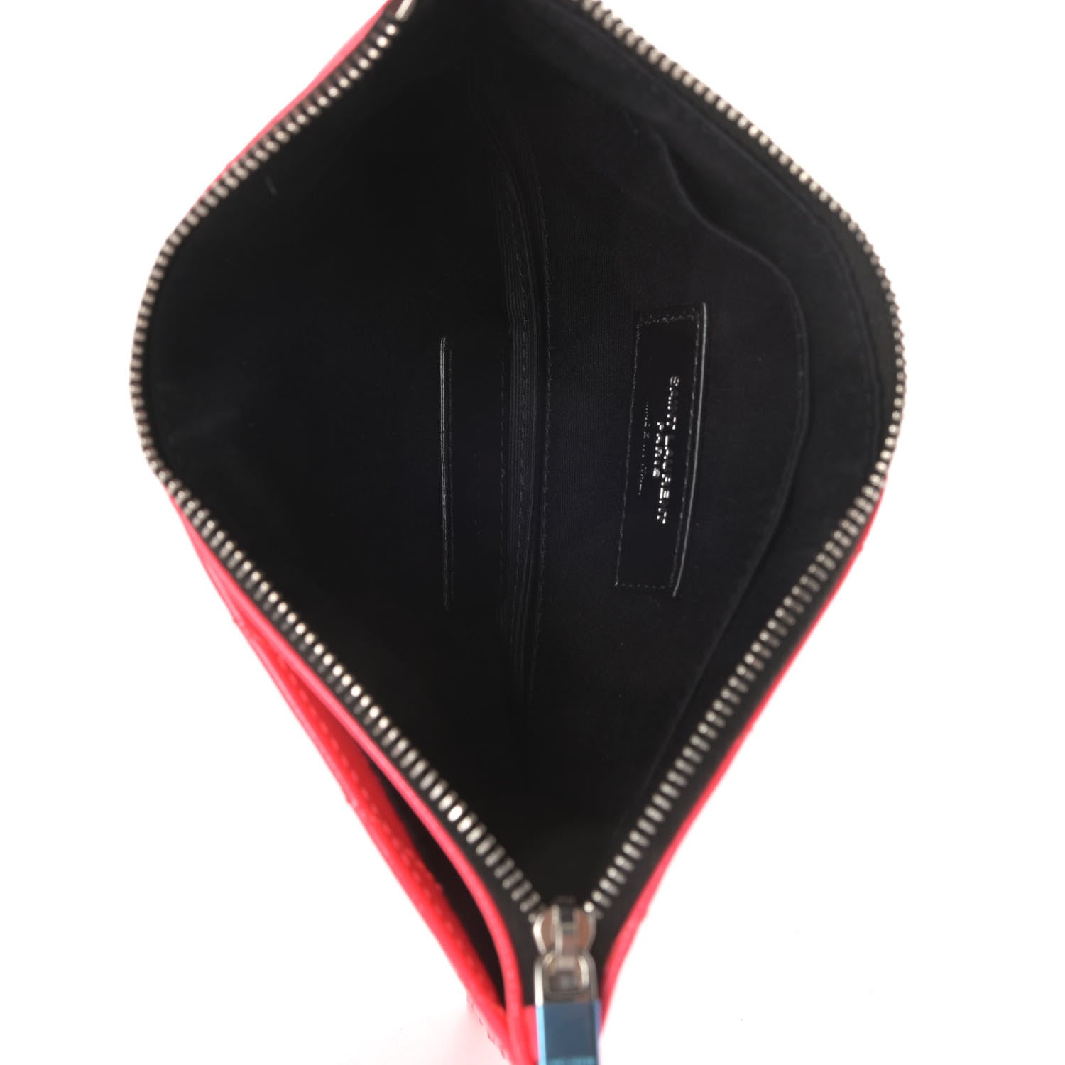 Saint Laurent Patent Grain De Poudre Matelasse Chevron Monogram Bill Pouch Neon Pink 5 of 6