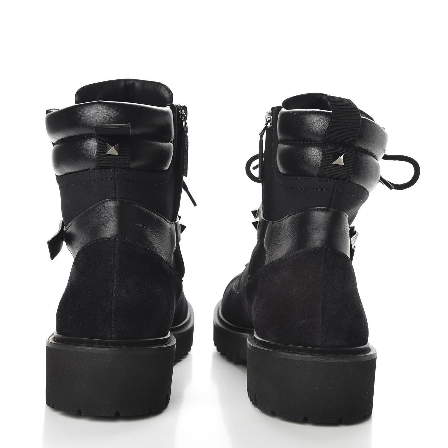 Valentino Garavani Suede Cap Toe Rockstud Combat Boots 40.5 Black 7 of 10